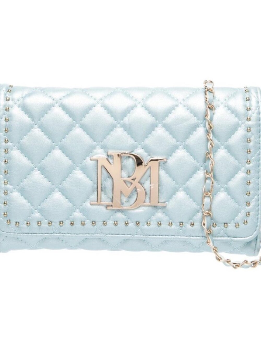 Badgley Mischka Blue and Gold Quilted Crossbody Cinderella Bag
